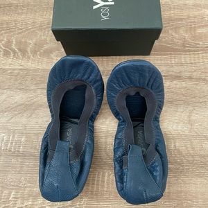 Yosi Samra Ballet Flats, Navy Tumbled Leather US 6